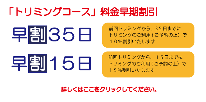 早割35日・早割15日のお知らせ